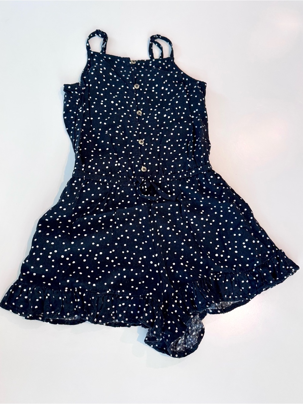 Cat & Jack Girls' Black Polka Dot Sleeveless Romper with Shorts, Size M (8)